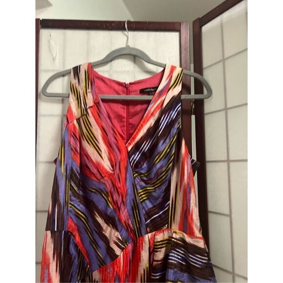 Nanette Lepore Womens‎ Silk Abstract Stripe Wrap V-Neck Shift Dress Red Size 8 - Picture 3 of 7